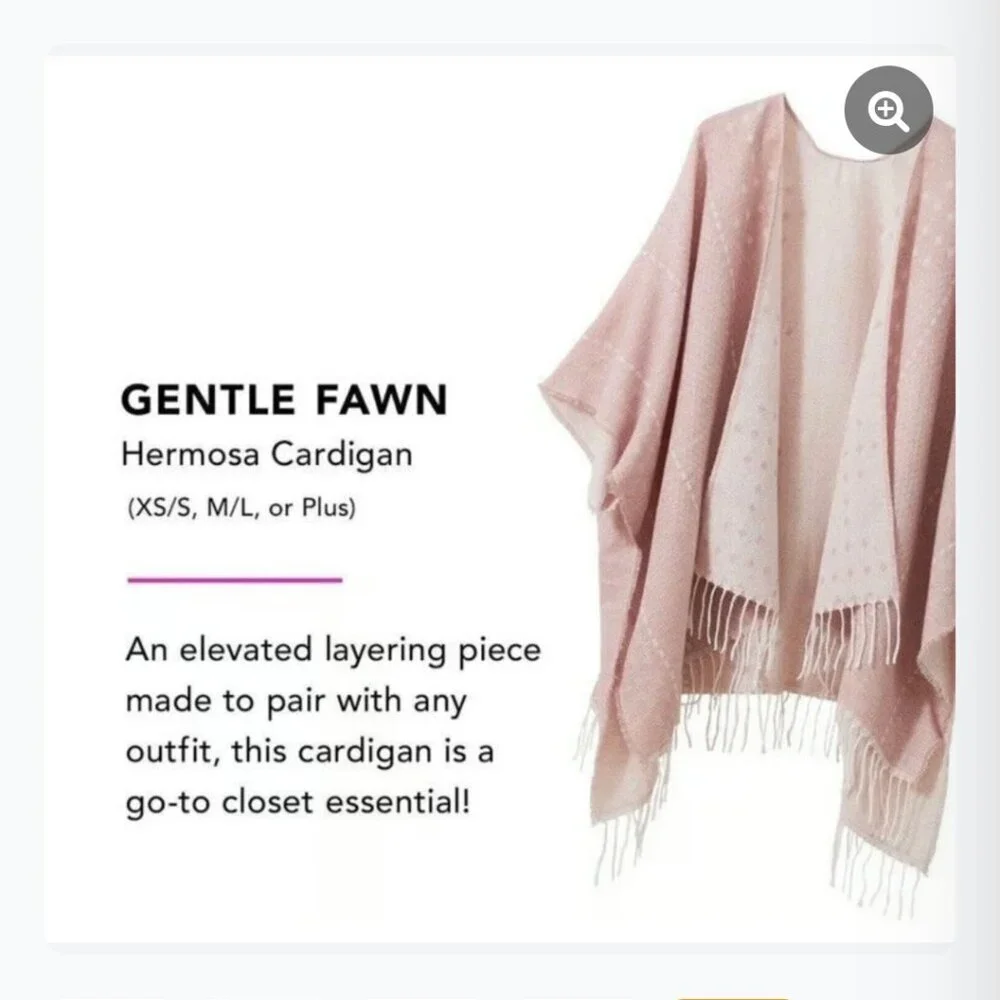 NWT GENTLE FAWN Hermosa Cardigan Womens M/L Pink Poncho Kimono Fringed Lagenlook